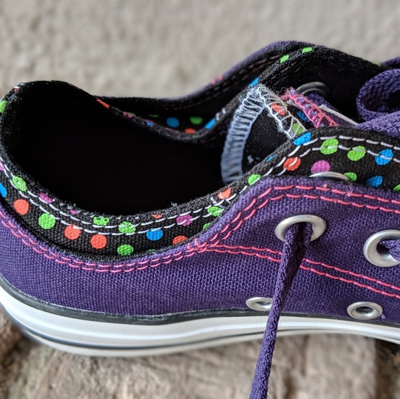 NWOT Purple Dotted Converse All Stars, Sz 6 - Picture 5 of 8